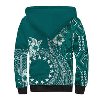 Kia Orana Cook Islands Sherpa Hoodie Tiare and Stars - Teal