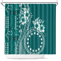 Kia Orana Cook Islands Shower Curtain Tiare and Stars - Teal LT7 Teal - Polynesian Pride