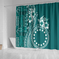 Kia Orana Cook Islands Shower Curtain Tiare and Stars - Teal LT7 - Polynesian Pride