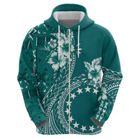 Kia Orana Cook Islands Zip Hoodie Tiare and Stars - Teal