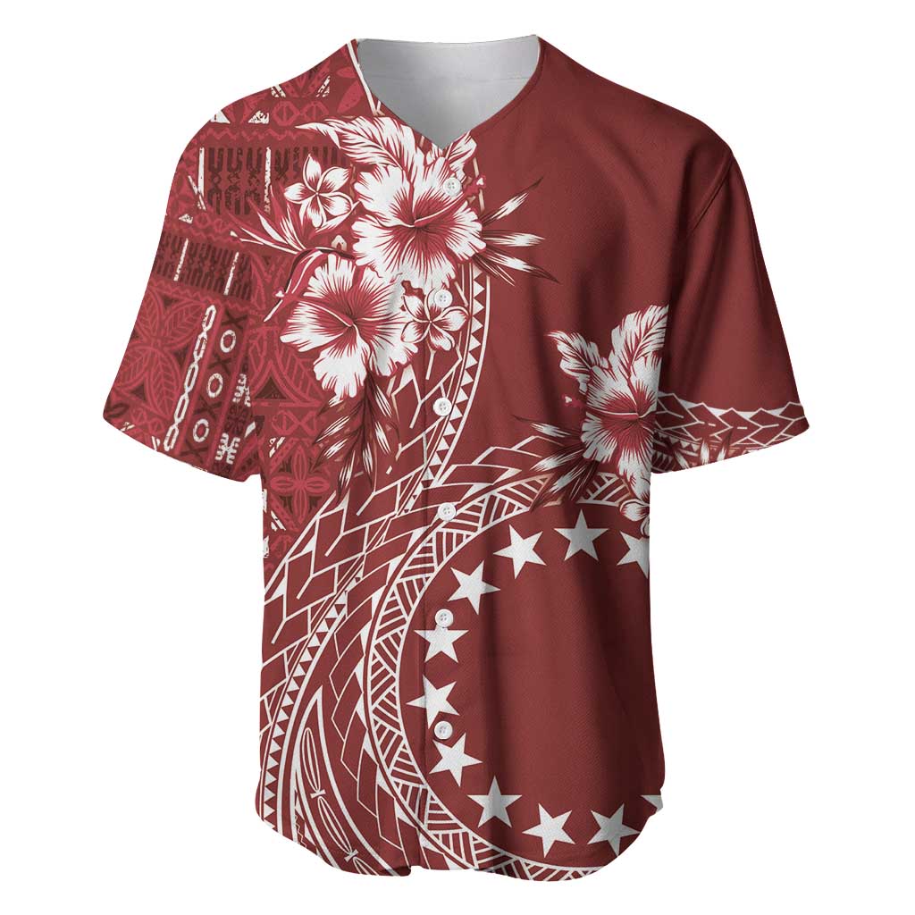Kia Orana Cook Islands Baseball Jersey Tiare and Stars - Scarlet LT7 Red - Polynesian Pride