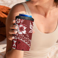 Kia Orana Cook Islands 4 in 1 Can Cooler Tumbler Tiare & Stars - Scarlet LT7 - Polynesian Pride