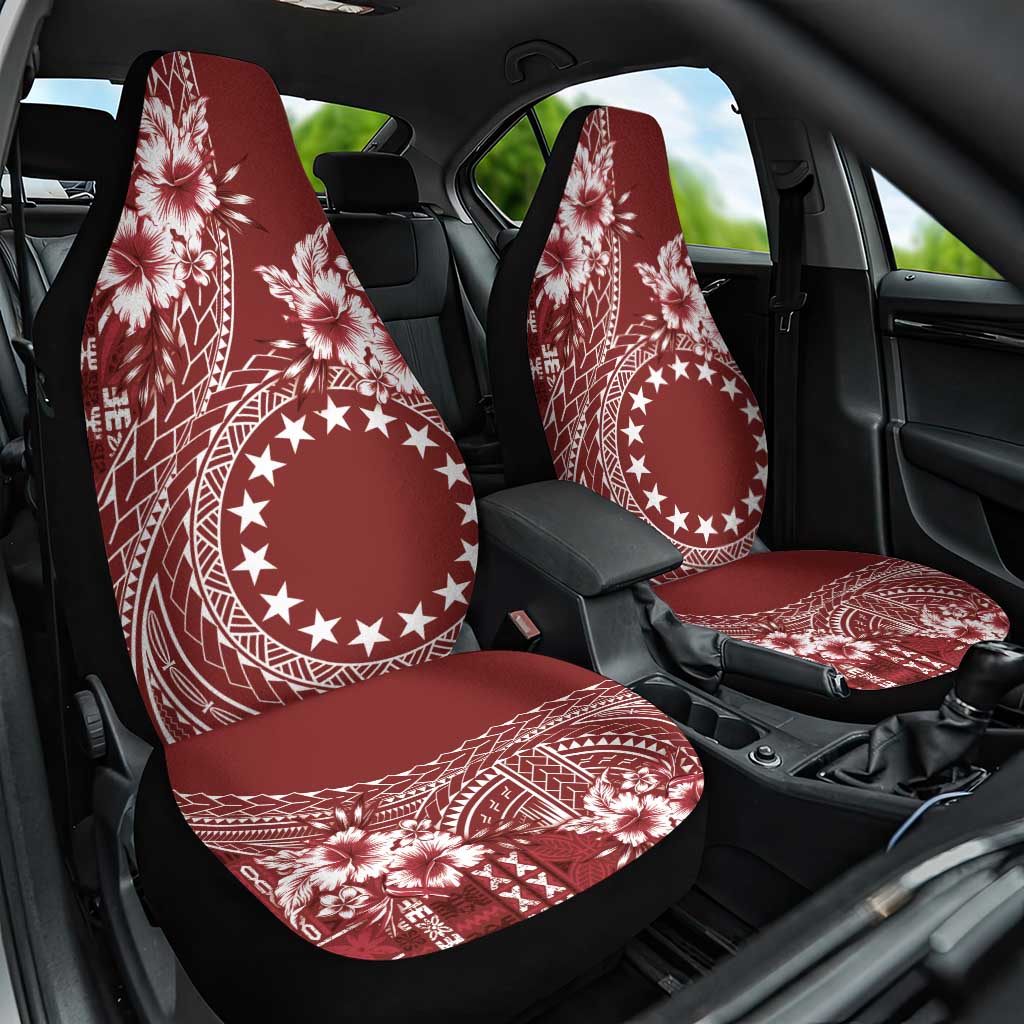 Kia Orana Cook Islands Car Seat Cover Tiare and Stars - Scarlet LT7 One Size Red - Polynesian Pride