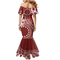Kia Orana Cook Islands Family Matching Mermaid Dress and Hawaiian Shirt Tiare and Stars - Scarlet LT7 - Polynesian Pride