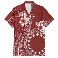 Kia Orana Cook Islands Family Matching Off The Shoulder Long Sleeve Dress and Hawaiian Shirt Tiare and Stars - Scarlet