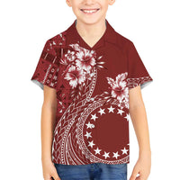 Kia Orana Cook Islands Family Matching Tank Maxi Dress and Hawaiian Shirt Tiare and Stars - Scarlet LT7 Son's Shirt Red - Polynesian Pride