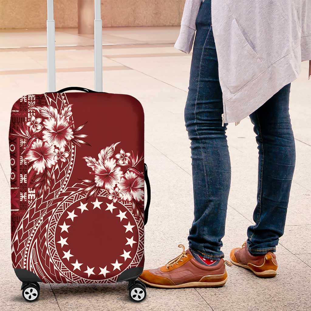 Kia Orana Cook Islands Luggage Cover Tiare and Stars - Scarlet