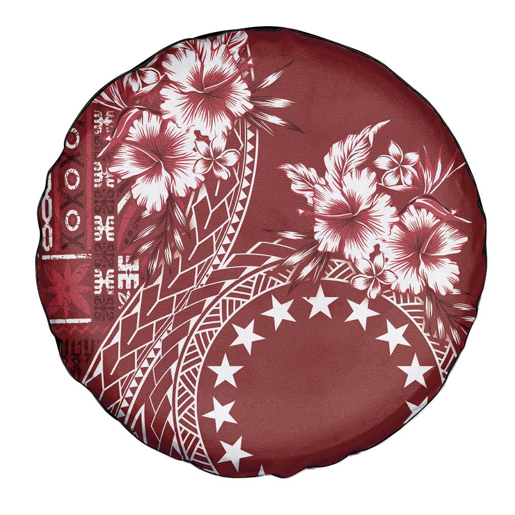 Kia Orana Cook Islands Spare Tire Cover Tiare and Stars - Scarlet