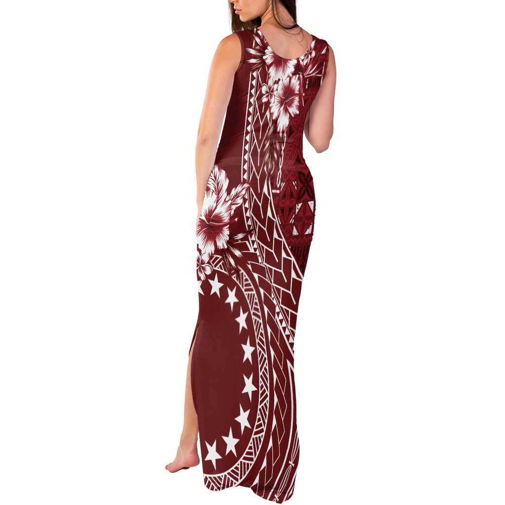 Kia Orana Cook Islands Tank Maxi Dress Tiare and Stars - Scarlet