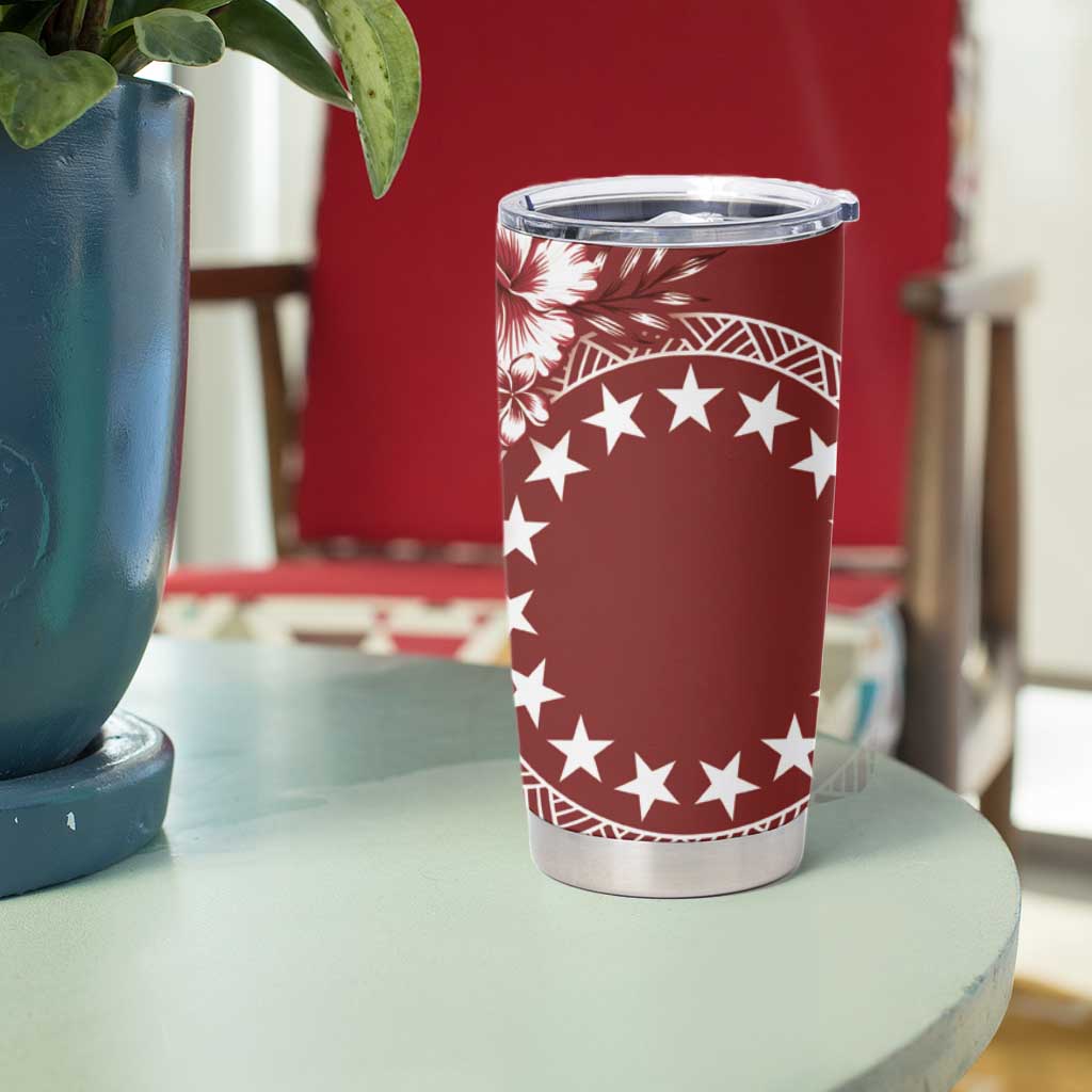 Kia Orana Cook Islands Tumbler Cup Tiare & Stars - Scarlet