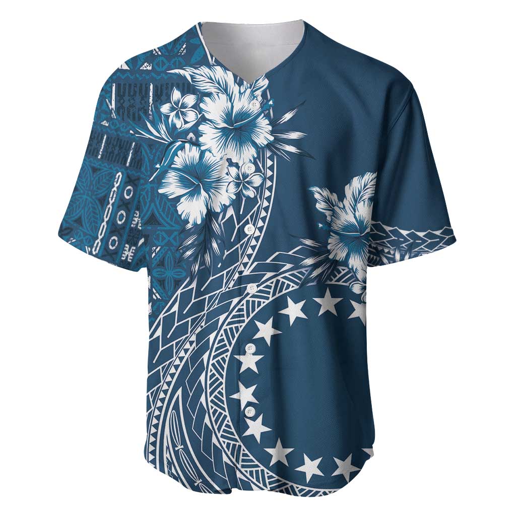 Kia Orana Cook Islands Baseball Jersey Tiare and Stars - Navy Blue LT7 Navy Blue - Polynesian Pride