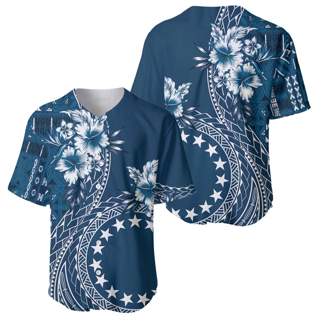 Kia Orana Cook Islands Baseball Jersey Tiare and Stars - Navy Blue LT7 - Polynesian Pride