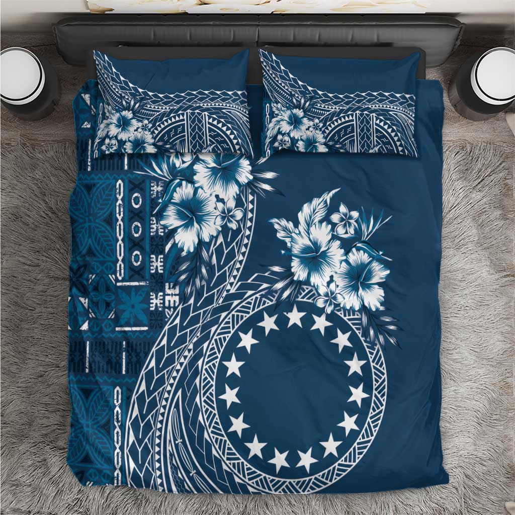 Kia Orana Cook Islands Bedding Set Tiare and Stars - Navy Blue LT7 Navy Blue - Polynesian Pride