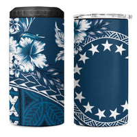 Kia Orana Cook Islands 4 in 1 Can Cooler Tumbler Tiare & Stars - Navy Blue LT7 One Size: 16 oz Navy Blue - Polynesian Pride