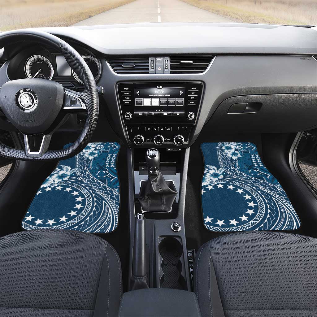 Kia Orana Cook Islands Car Mats Tiare and Stars - Navy Blue