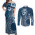 Kia Orana Cook Islands Couples Matching Off Shoulder Maxi Dress and Long Sleeve Button Shirt Tiare and Stars - Navy Blue