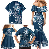 Kia Orana Cook Islands Family Matching Mermaid Dress and Hawaiian Shirt Tiare and Stars - Navy Blue LT7 - Polynesian Pride