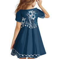 Kia Orana Cook Islands Family Matching Off Shoulder Maxi Dress and Hawaiian Shirt Tiare and Stars - Navy Blue LT7 - Polynesian Pride