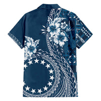 Kia Orana Cook Islands Family Matching Off Shoulder Maxi Dress and Hawaiian Shirt Tiare and Stars - Navy Blue LT7 - Polynesian Pride