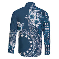 Kia Orana Cook Islands Family Matching Off Shoulder Maxi Dress and Hawaiian Shirt Tiare and Stars - Navy Blue LT7 - Polynesian Pride