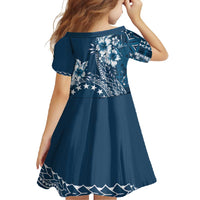 Kia Orana Cook Islands Family Matching Summer Maxi Dress and Hawaiian Shirt Tiare and Stars - Navy Blue LT7 - Polynesian Pride