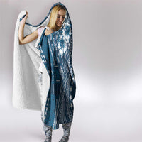 Kia Orana Cook Islands Hooded Blanket Tiare and Stars - Navy Blue