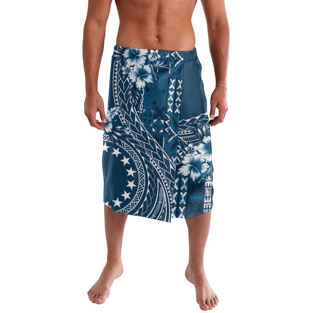 Kia Orana Cook Islands Lavalava Tiare and Stars - Navy Blue