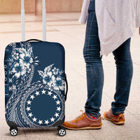 Kia Orana Cook Islands Luggage Cover Tiare and Stars - Navy Blue