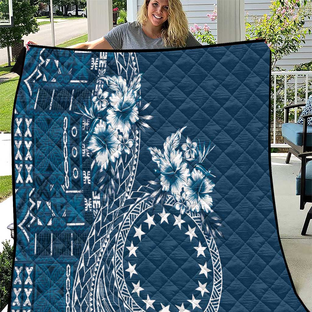 Kia Orana Cook Islands Quilt Tiare and Stars - Navy Blue LT7 Navy Blue - Polynesian Pride