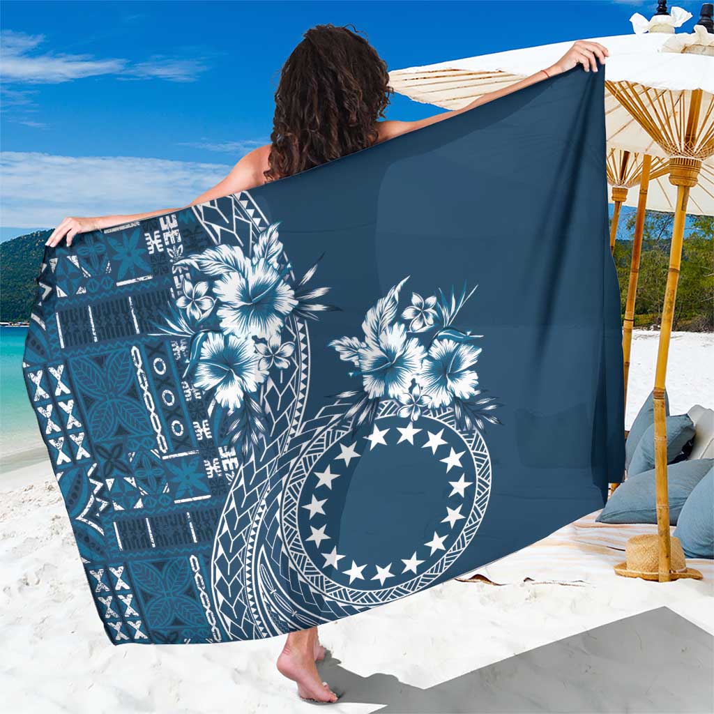 Kia Orana Cook Islands Sarong Tiare and Stars - Navy Blue