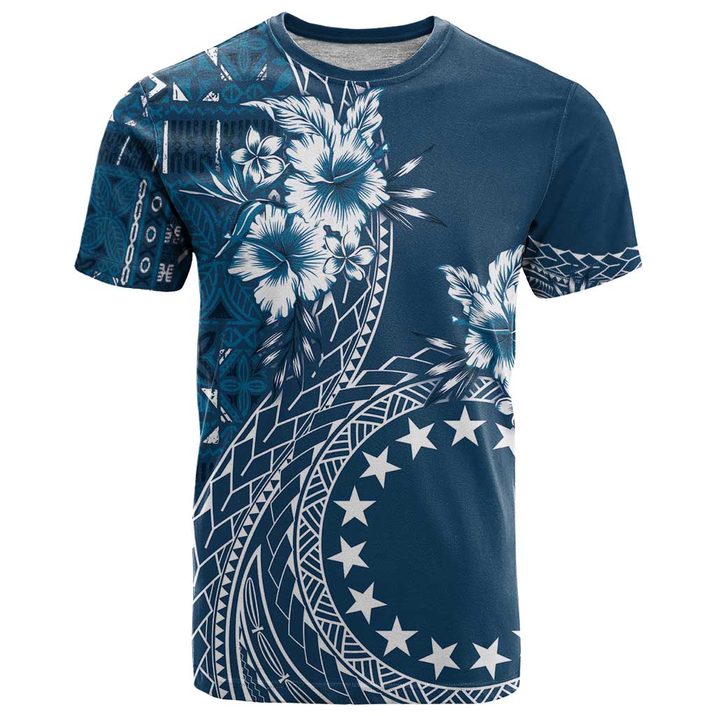 Kia Orana Cook Islands T Shirt Tiare and Stars - Navy Blue LT7 Navy Blue - Polynesian Pride