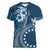 Kia Orana Cook Islands Women V-Neck T-Shirt Tiare and Stars - Navy Blue