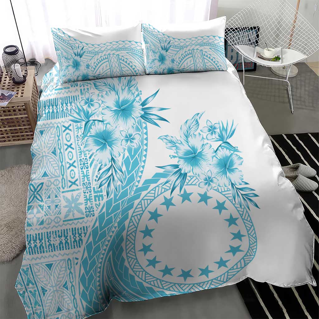 Kia Orana Cook Islands Bedding Set Tiare and Stars - Turquoise LT7 - Polynesian Pride