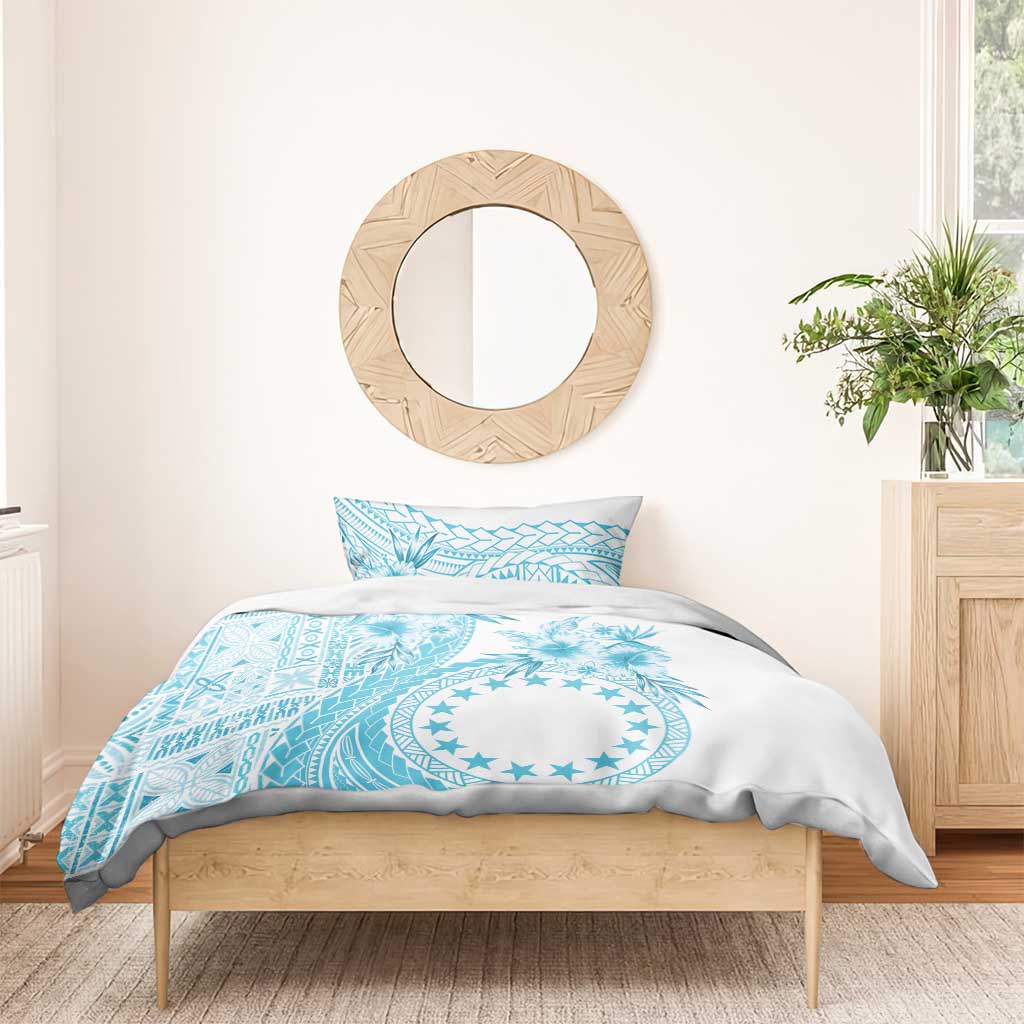 Kia Orana Cook Islands Bedding Set Tiare and Stars - Turquoise LT7 - Polynesian Pride