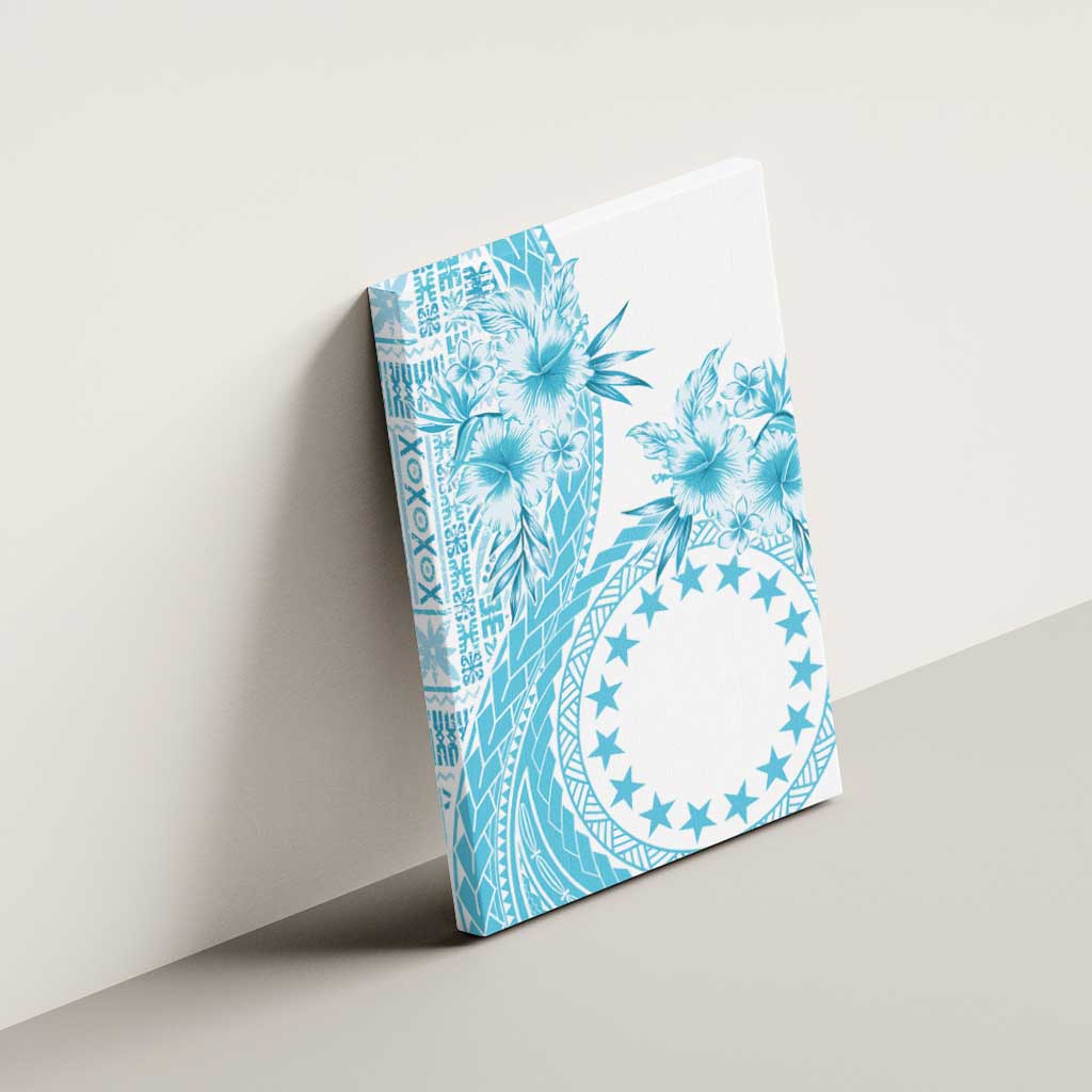 Kia Orana Cook Islands Canvas Wall Art Tiare and Stars - Turquoise