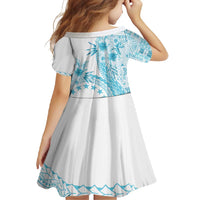 Kia Orana Cook Islands Family Matching Long Sleeve Bodycon Dress and Hawaiian Shirt Tiare and Stars - Turquoise