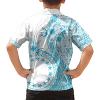 Kia Orana Cook Islands Family Matching Summer Maxi Dress and Hawaiian Shirt Tiare and Stars - Turquoise LT7 - Polynesian Pride