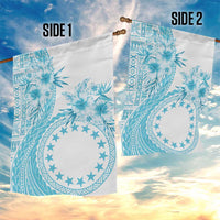 Kia Orana Cook Islands Garden Flag Tiare and Stars - Turquoise