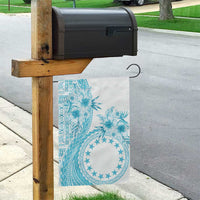 Kia Orana Cook Islands Garden Flag Tiare and Stars - Turquoise