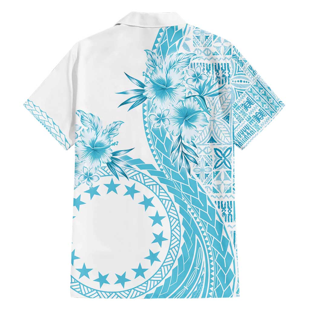 Kia Orana Cook Islands Hawaiian Shirt Tiare and Stars - Turquoise
