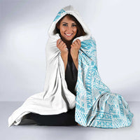 Kia Orana Cook Islands Hooded Blanket Tiare and Stars - Turquoise