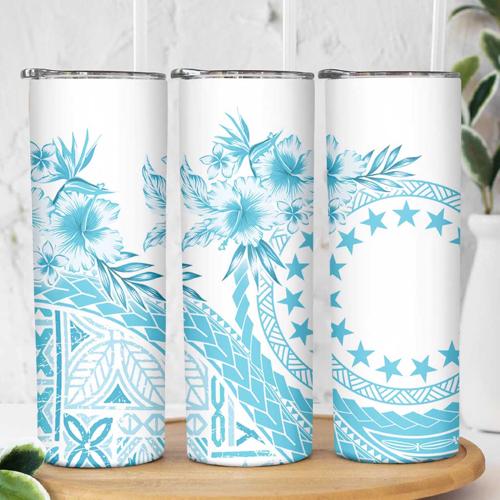 Kia Orana Cook Islands Skinny Tumbler Tiare & Stars - Turquoise