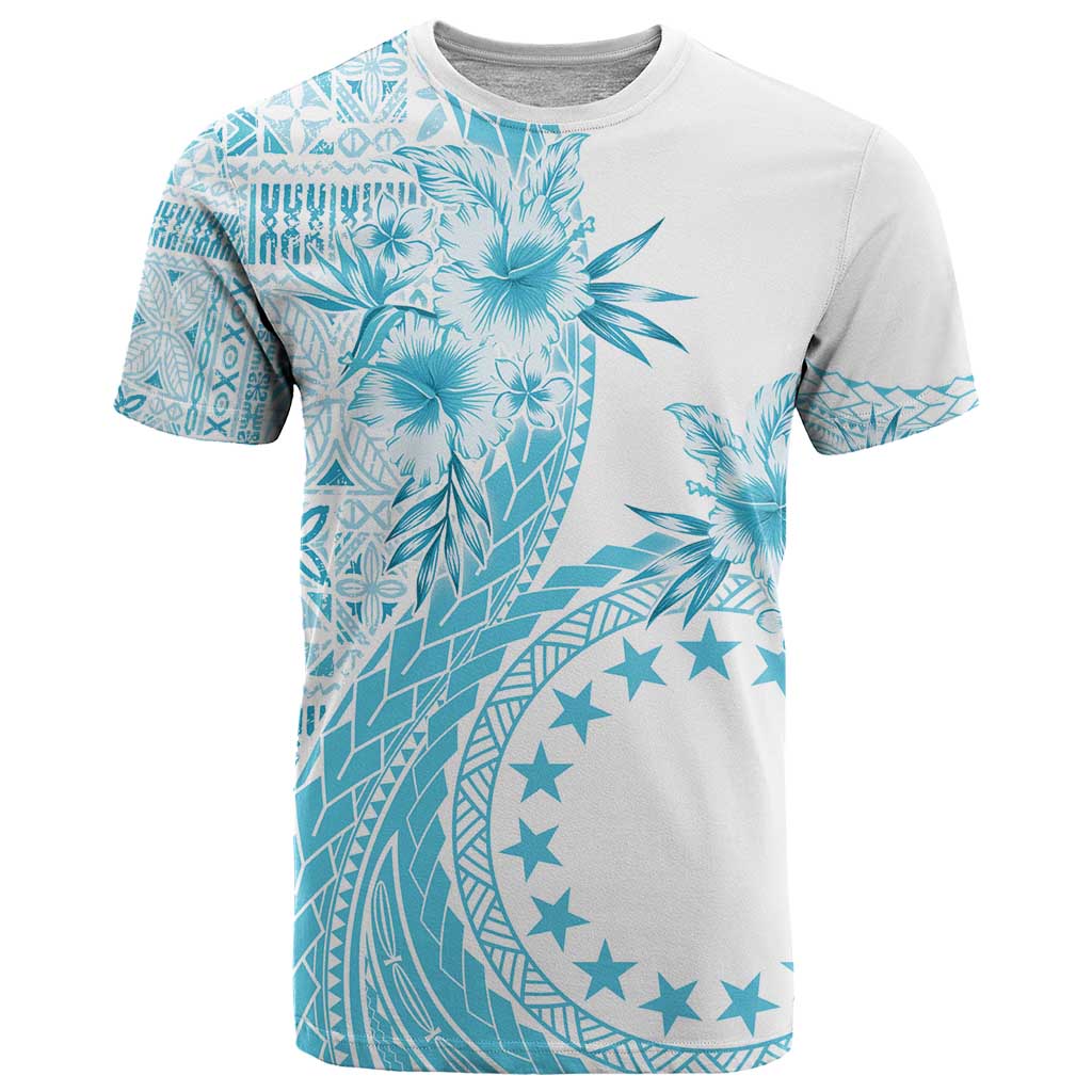 Kia Orana Cook Islands T Shirt Tiare and Stars - Turquoise LT7 Turquoise - Polynesian Pride