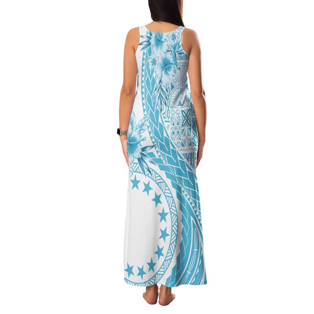 Kia Orana Cook Islands Tank Maxi Dress Tiare and Stars - Turquoise