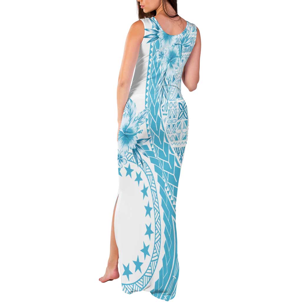 Kia Orana Cook Islands Tank Maxi Dress Tiare and Stars - Turquoise