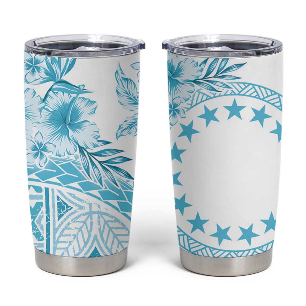 Kia Orana Cook Islands Tumbler Cup Tiare & Stars - Turquoise