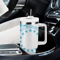 Kia Orana Cook Islands Tumbler With Handle Tiare & Stars - Turquoise LT7 - Polynesian Pride