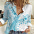 Kia Orana Cook Islands Women Casual Shirt Tiare and Stars - Turquoise