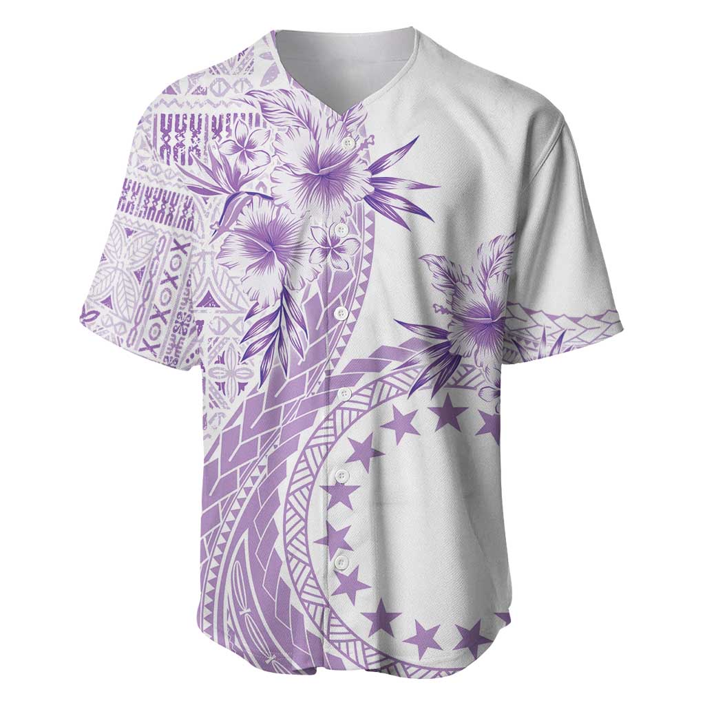 Kia Orana Cook Islands Baseball Jersey Tiare and Stars - Lavender LT7 Lavender - Polynesian Pride