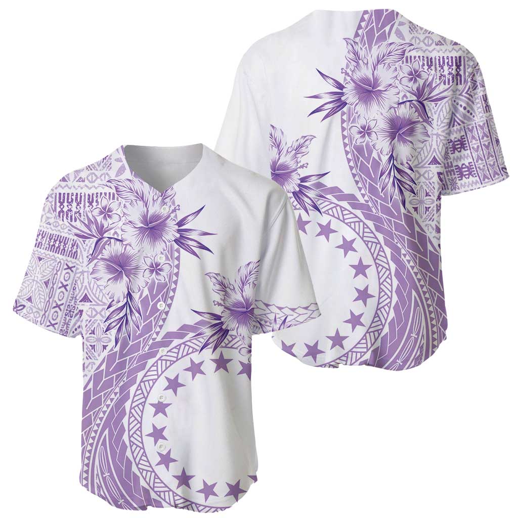 Kia Orana Cook Islands Baseball Jersey Tiare and Stars - Lavender LT7 - Polynesian Pride